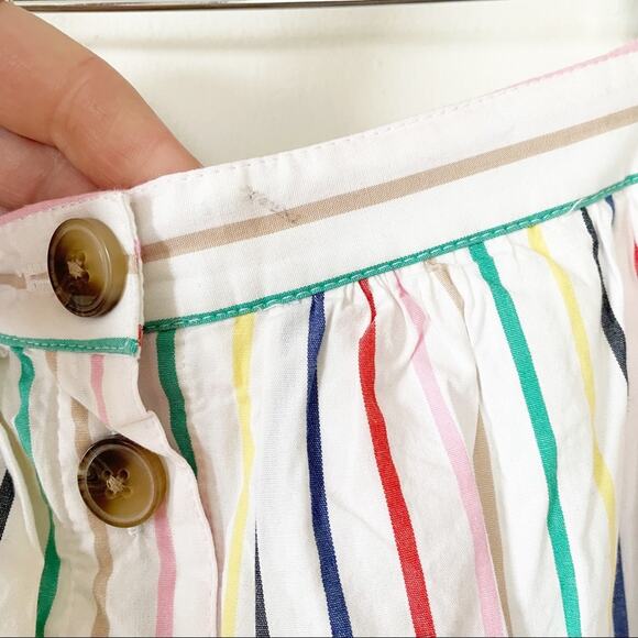 J. Crew Rainbow Striped Button Front Cotton Poplin Midi Skirt S - Picture 8 of 10